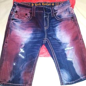 Rock Revival Shorts Mens Blue mix color AWStinH400 Denim size  32 Awstin short